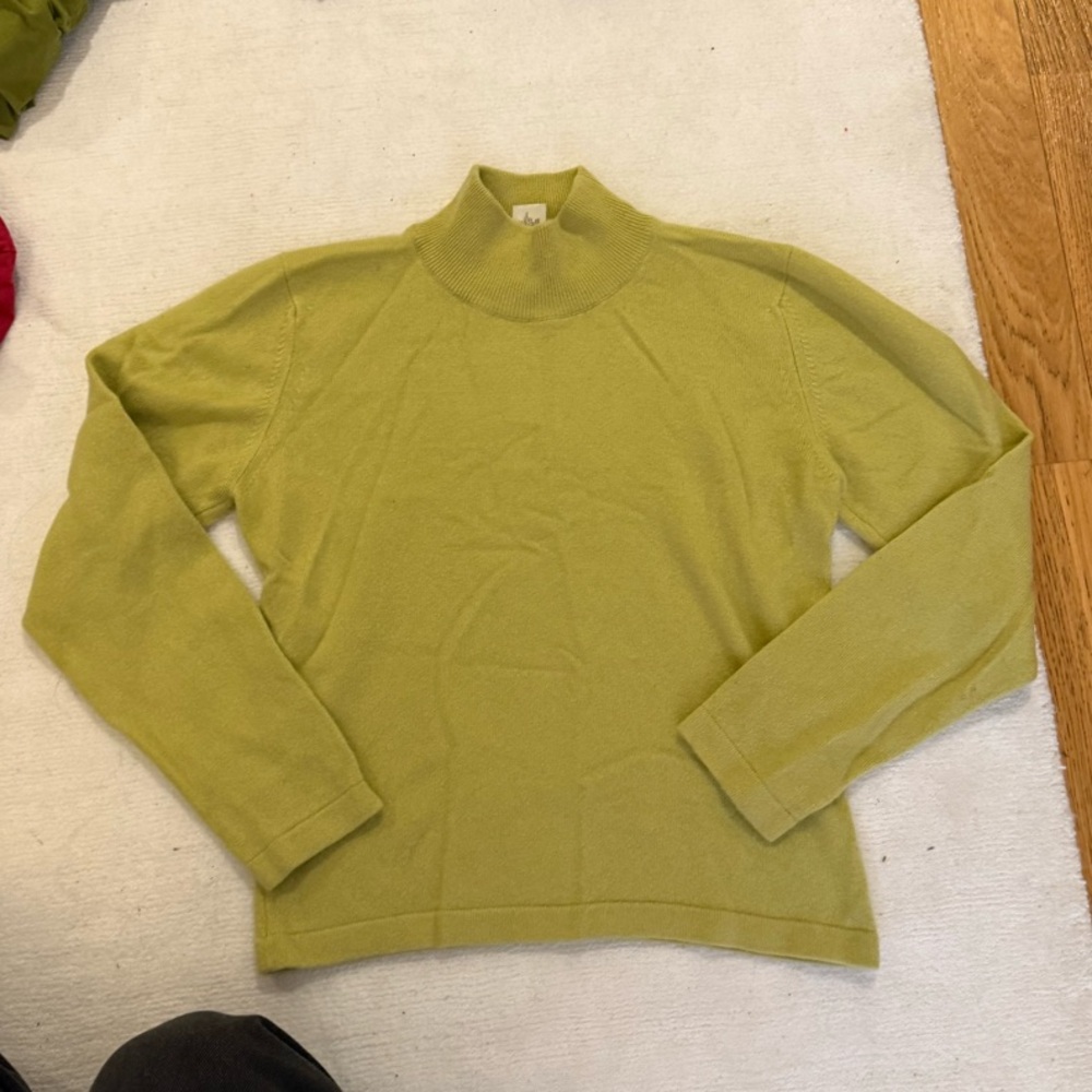 CELINE Lime Green Mock Neck Sweater